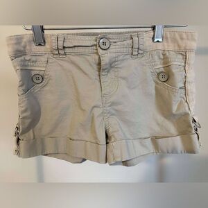Jolt Beige Cuffed Girls' Casual Shorts